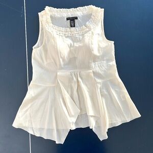 White Sleeveless Lace Collar Tank Top Blouse